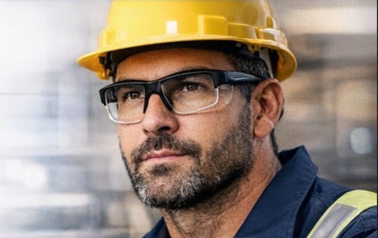 Profissional em ambiente industrial utilizando óculos de segurança graduado WKVision
